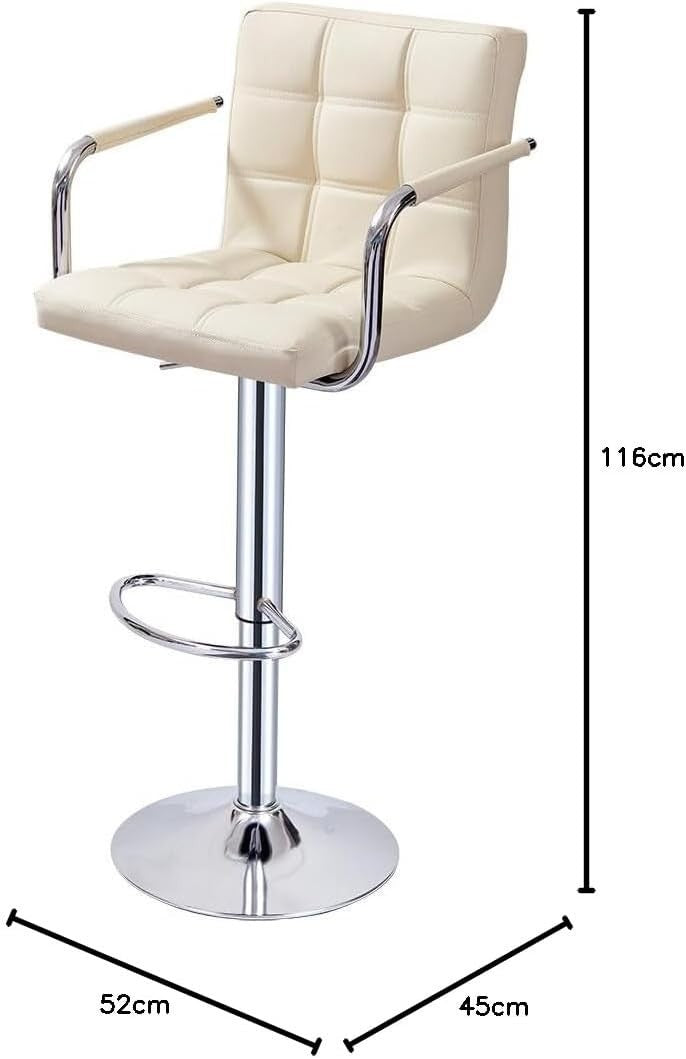 Adjustable Swivel Bar Stool with Armrests & PU Leather Seat