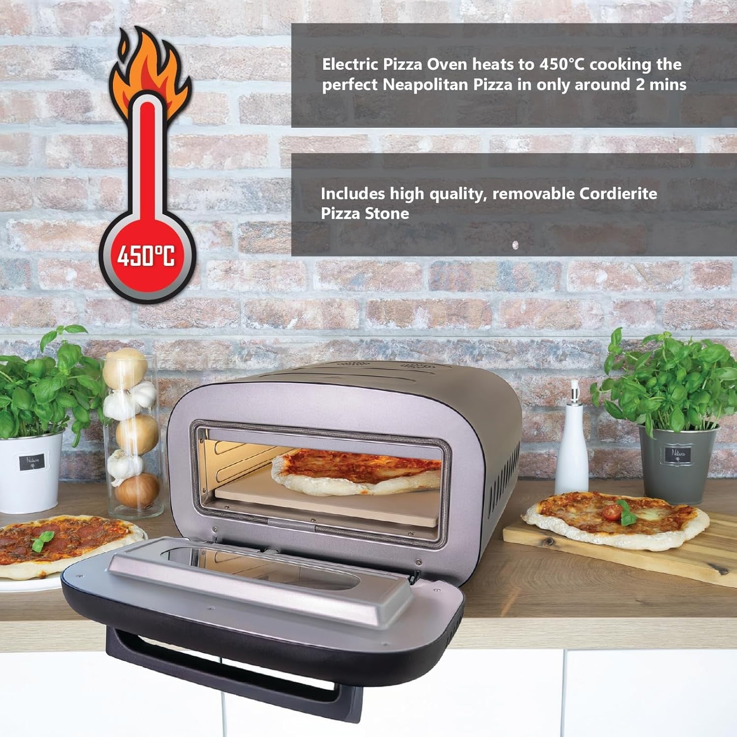 Indoor Electric Pizza Oven 450°C 32cm Stone Maker Adjustable Timer Dial LCD