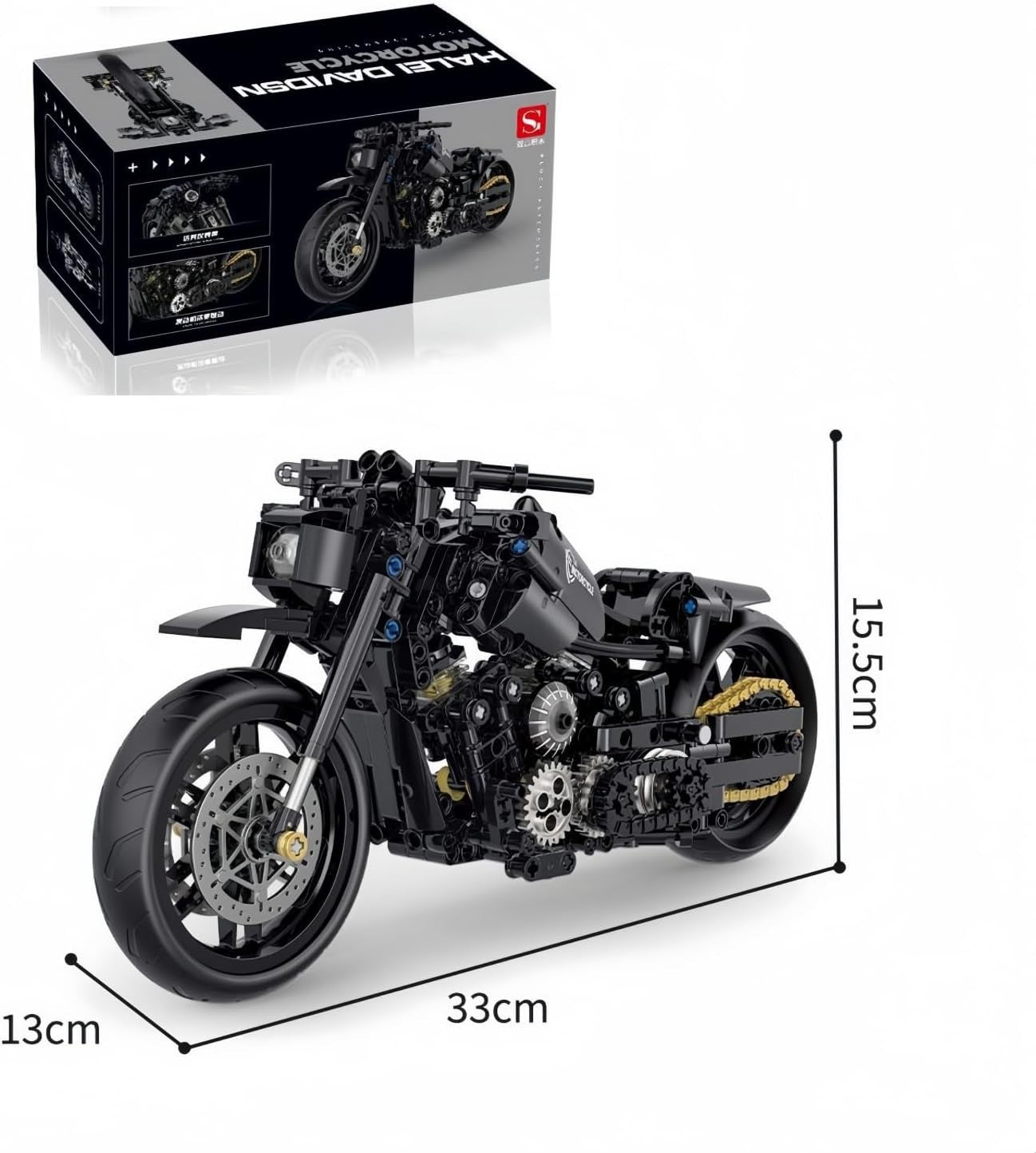 Realistic 586pcs Motorcycle Model Kit with Moving Suspension & Pistons