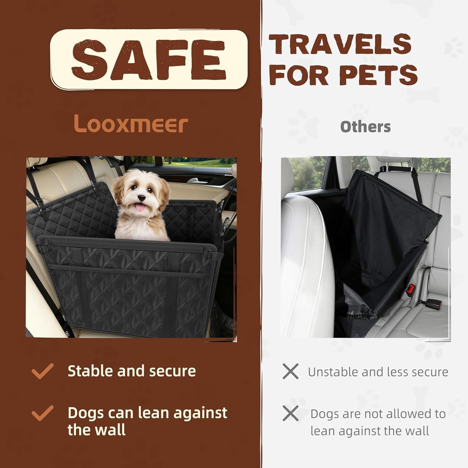 Extra Stable Dog Car Seat Waterproof Booster Bed Safety Belt 57lb