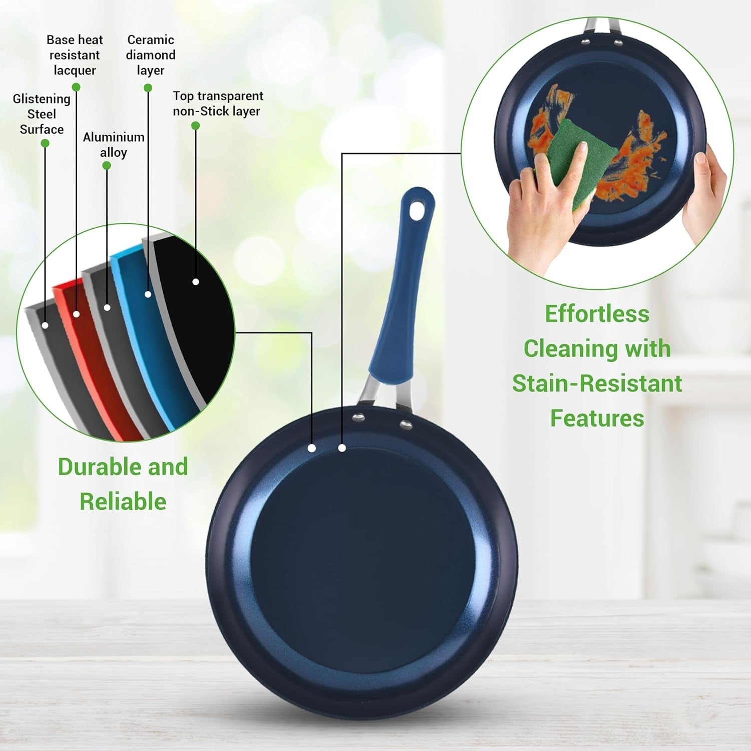 11pcs Blue Diamond Non Stick Cookware Set Induction Ready Pots and Pans with Lid