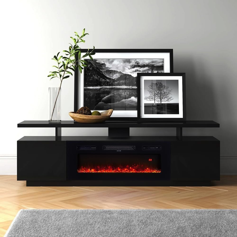 Electric Fireplace TV Stand Media Console 12 Flame Colors 900W/1800W Heater