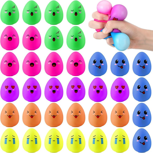 36 Pack Easter Egg Stress Balls Mini Fidget Toys Party Basket Fillers