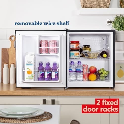 Russell Hobbs 40L Mini Fridge Freezerless Black Table Top Reversible Compact