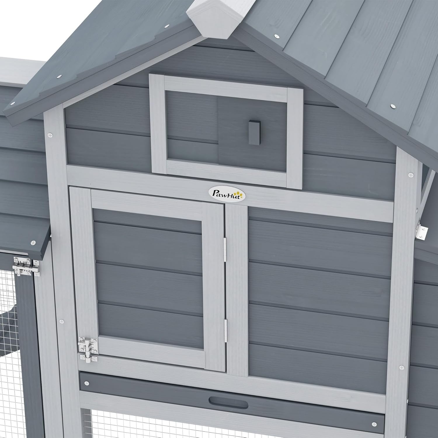 Chicken Coop with Run Outdoor Grey Wooden Hen House Lockable Hutch