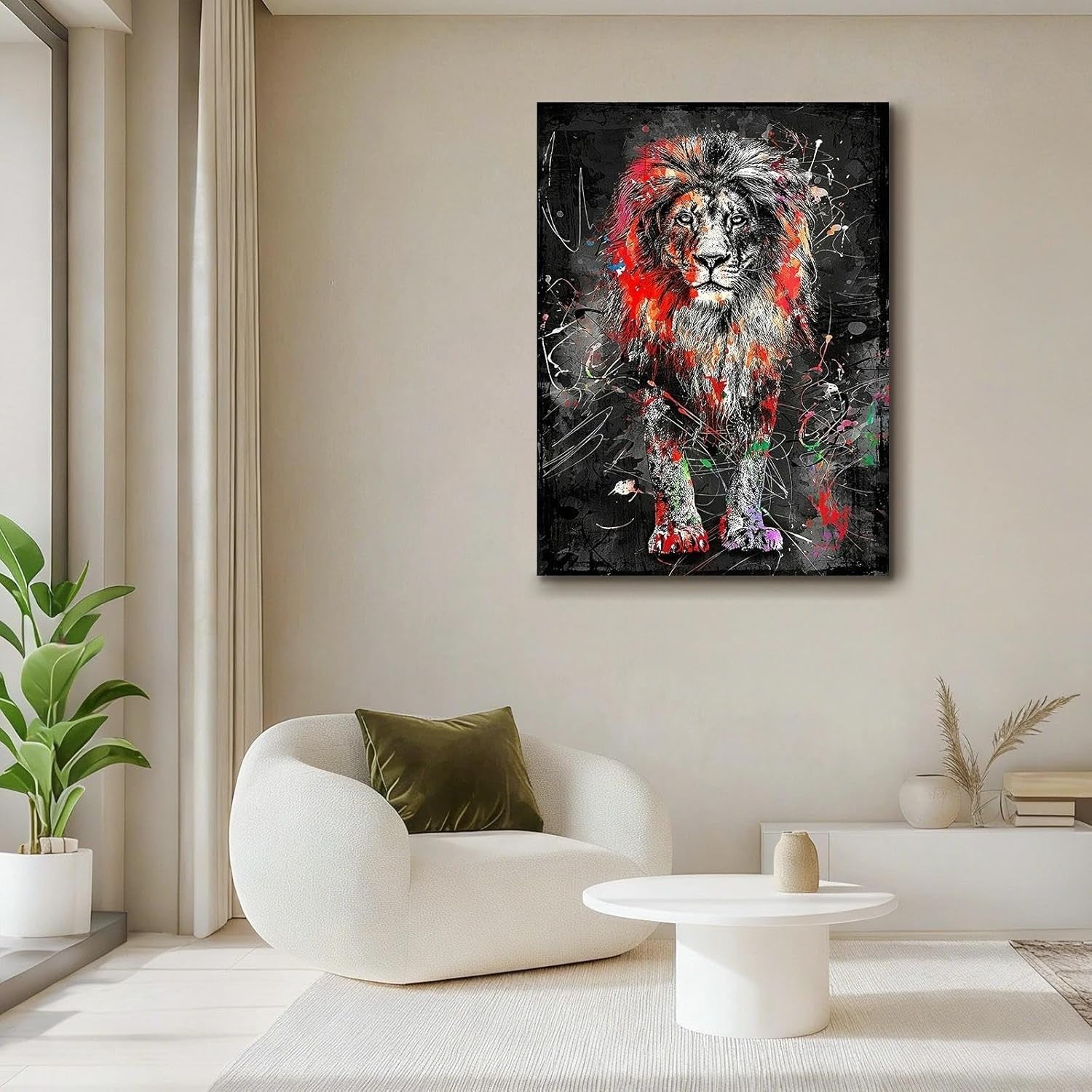 Abstract Lion Canvas Wall Art 12x16" Bold Animal Home Decor Print