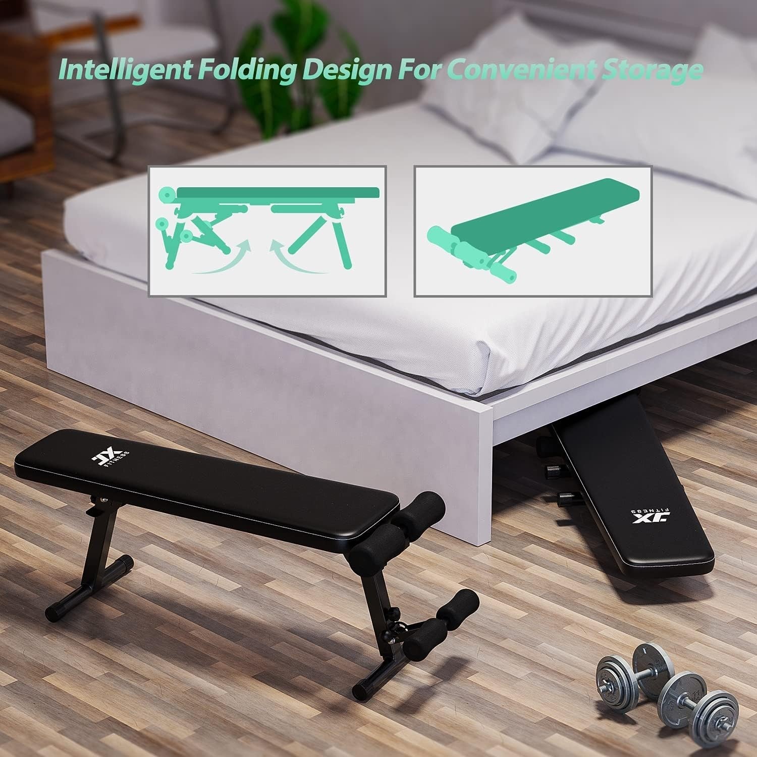 Foldable Adjustable Workout Bench 600lb Flat Sit-Up Home Gym