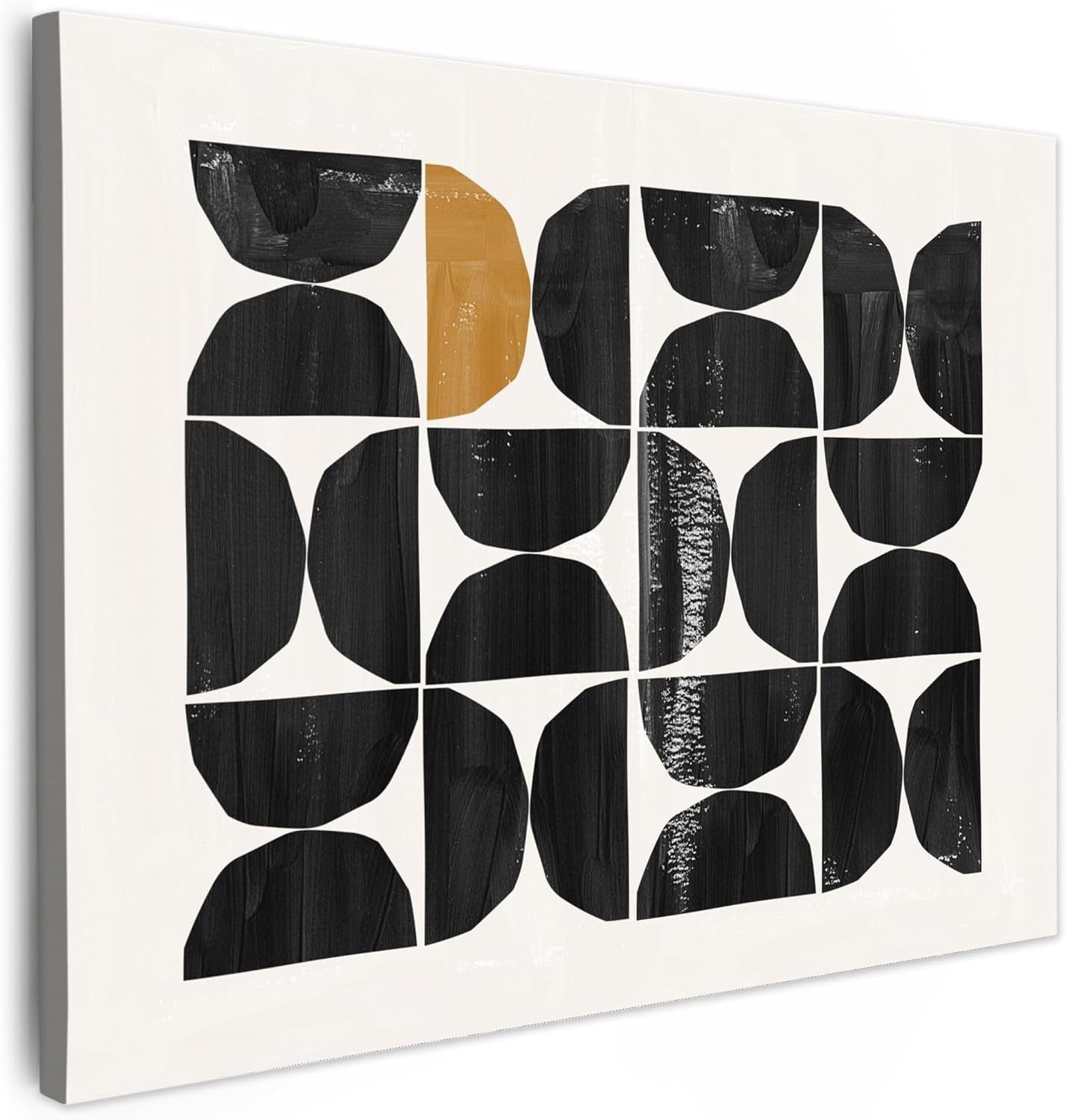 Black Beige Abstract Canvas Wall Art 40x30cm Framed Modern