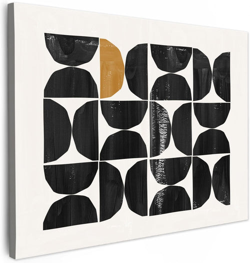 Black Beige Abstract Canvas Wall Art 40x30cm Framed Modern