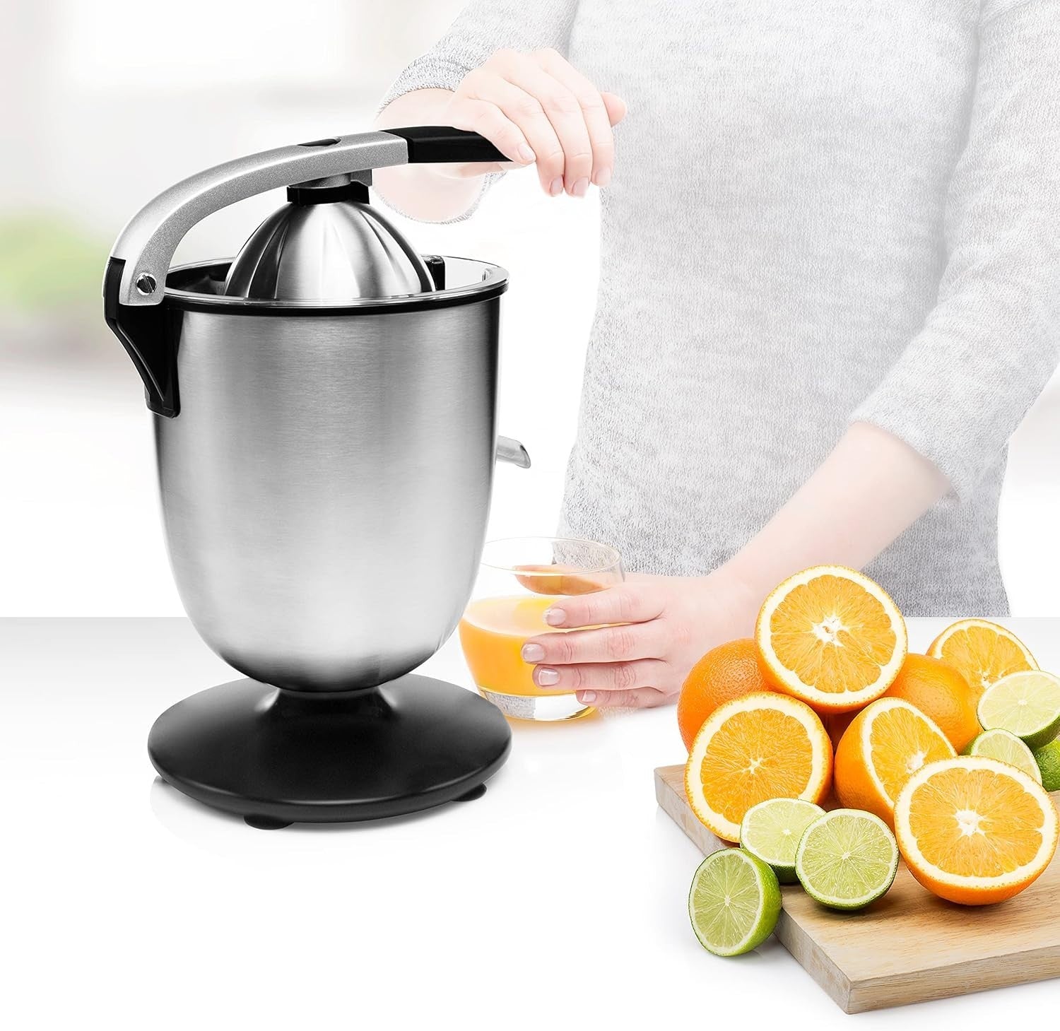 Electric Citrus Press 300W Stainless Steel Lever Juicer Drip Free