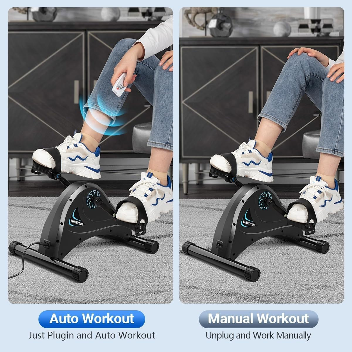 Motorized Seated Pedal Exerciser Electric Under Desk Trainer LCD