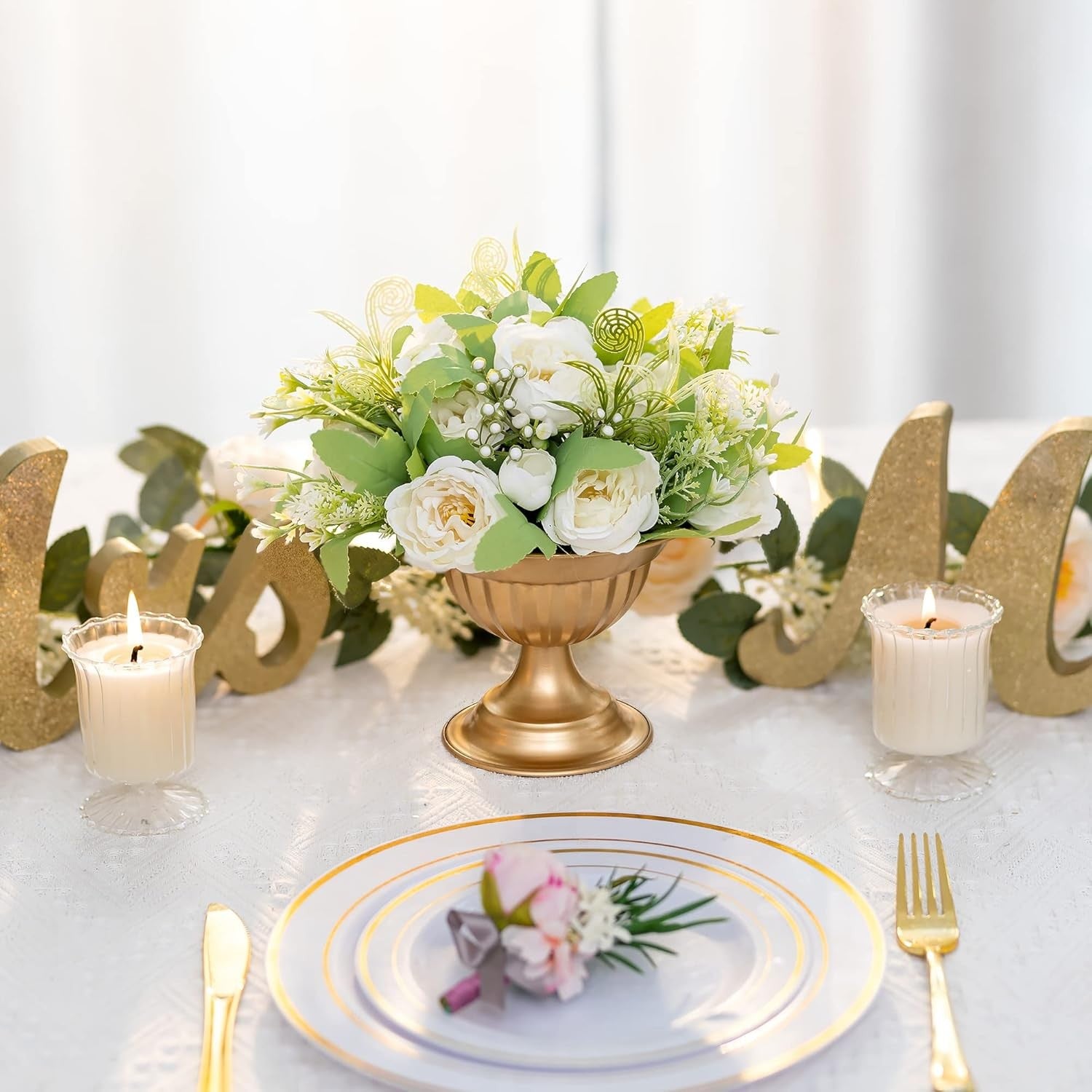 Gold Metal Flower Vase Set 10pcs Wedding Table Centrepiece Home Decor