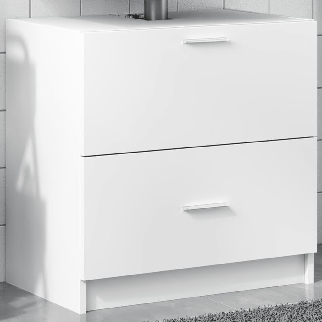 White Bathroom Sink Cabinet 59x37x59cm Modern Under Sink Storage Unit