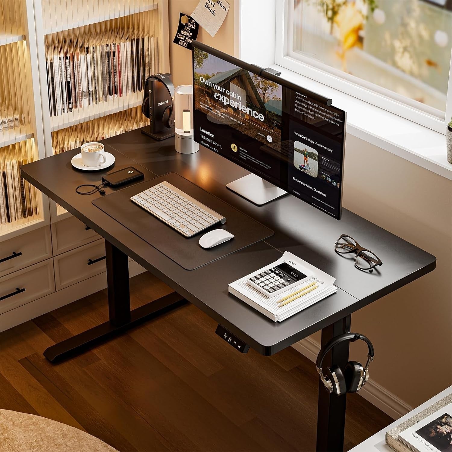 Electric Standing Desk 100x60cm w/Memory Control, Adjustable Height, Black
