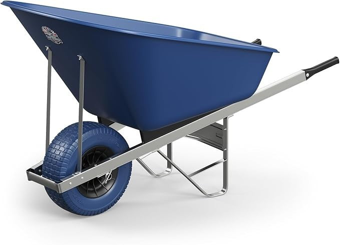 160L 1-Wheel Blue Garden Wheelbarrow – Puncture Proof Slim Tyre w/ Heavy Duty