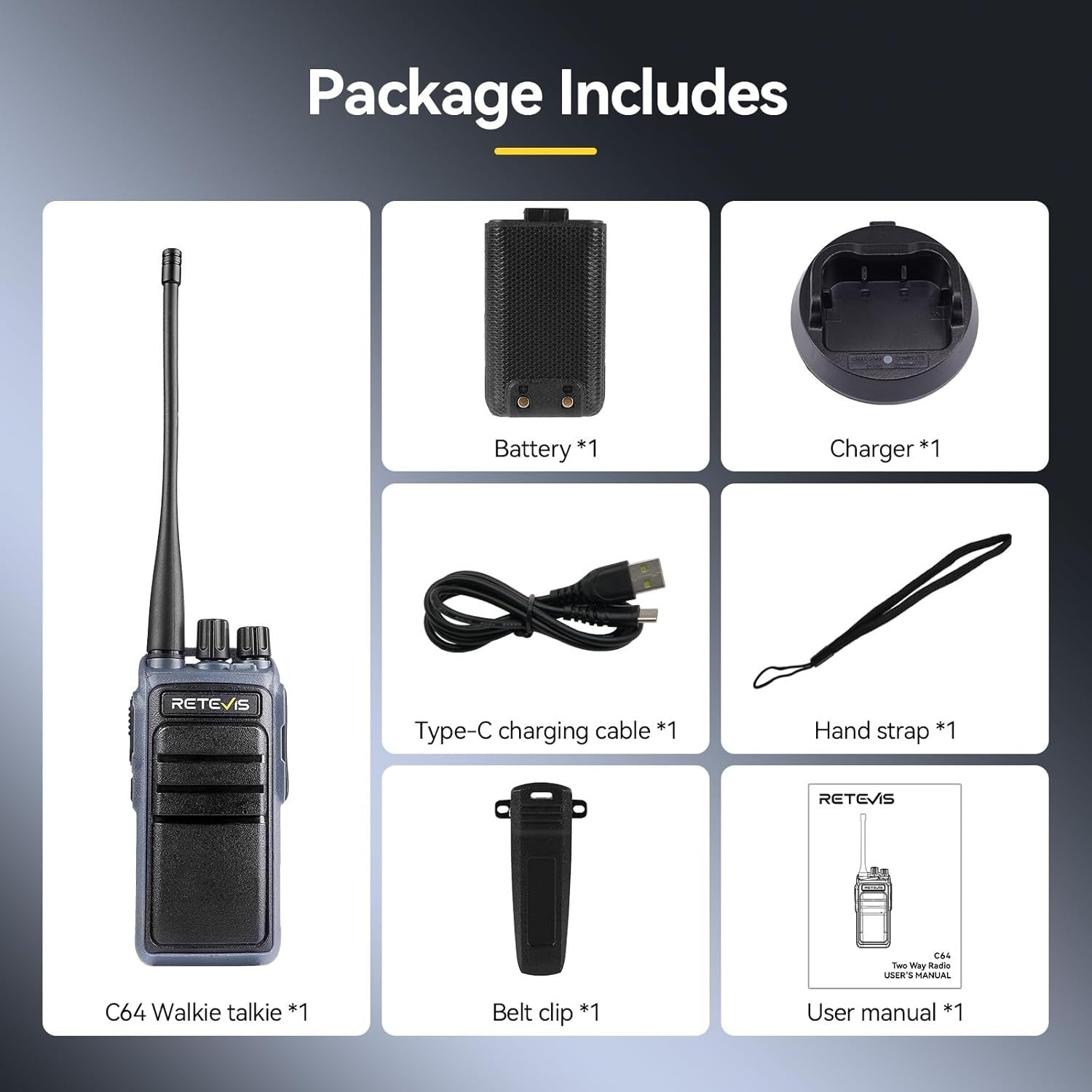 Dual Band Walkie Talkie VOX Noise Cancellation Voice Control 2500mAh