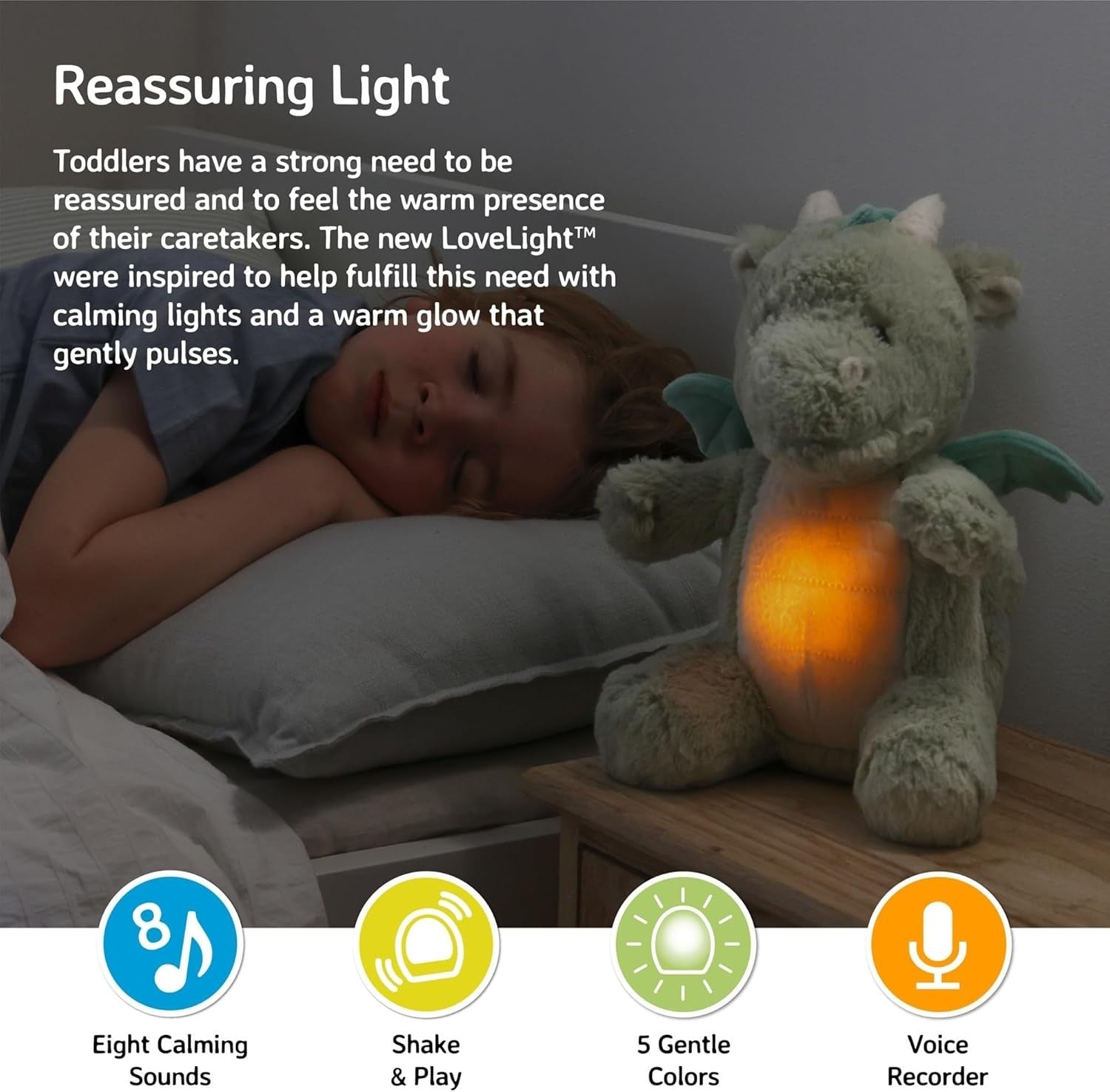 Drake the Dragon Plush Night Light White Noise Baby Sleep Aid