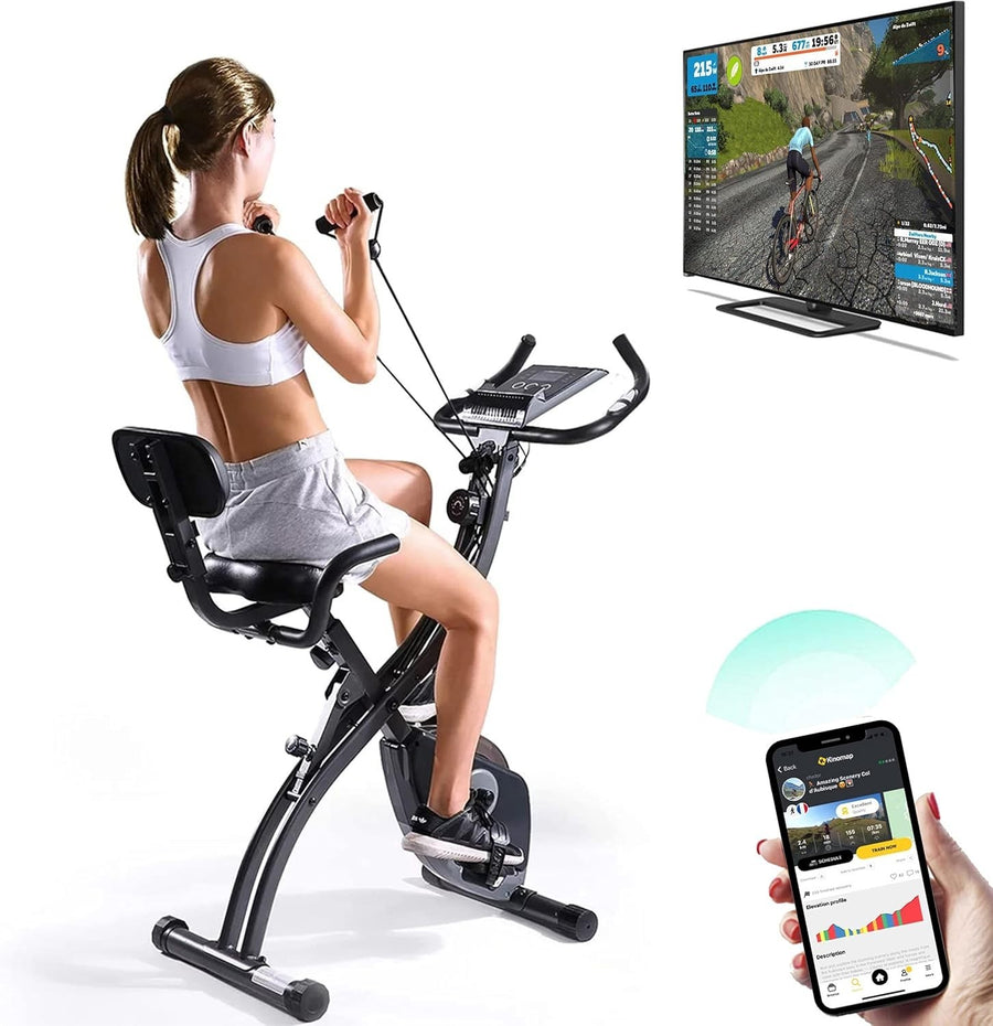 3-in-1 Folding Exercise Bike w/ Magnetic Resistance, LCD Display & App Support