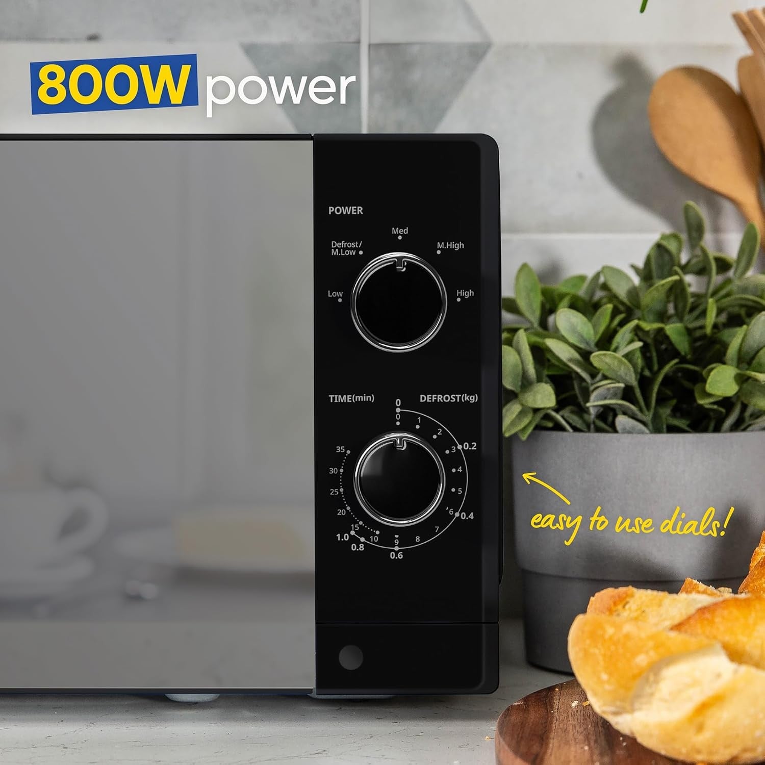 20L 800W Compact Microwave Oven Manual Control Timer Defrost Kitchen