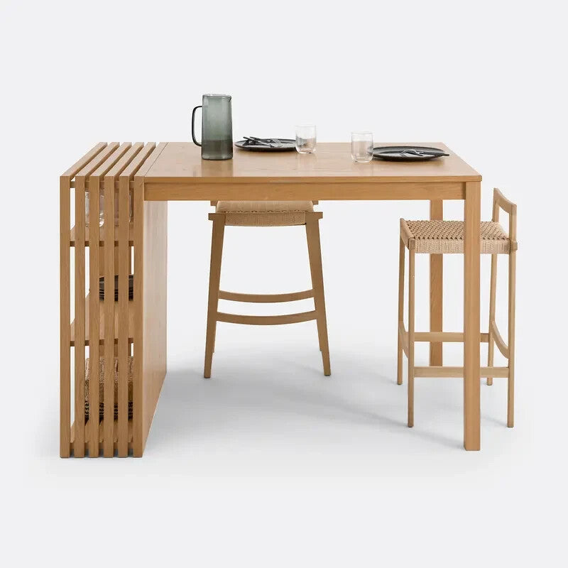 Wooden Kitchen Island Bar Table 130cm Dining Storage Shelves Breakfast Set