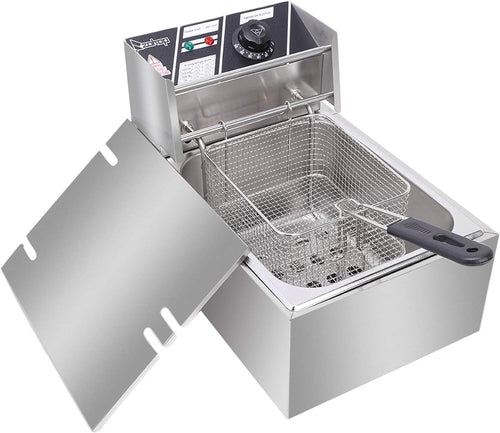 Electric Deep Fat Fryer 6L 2500W Stainless Steel Adjustable Temp Countertop