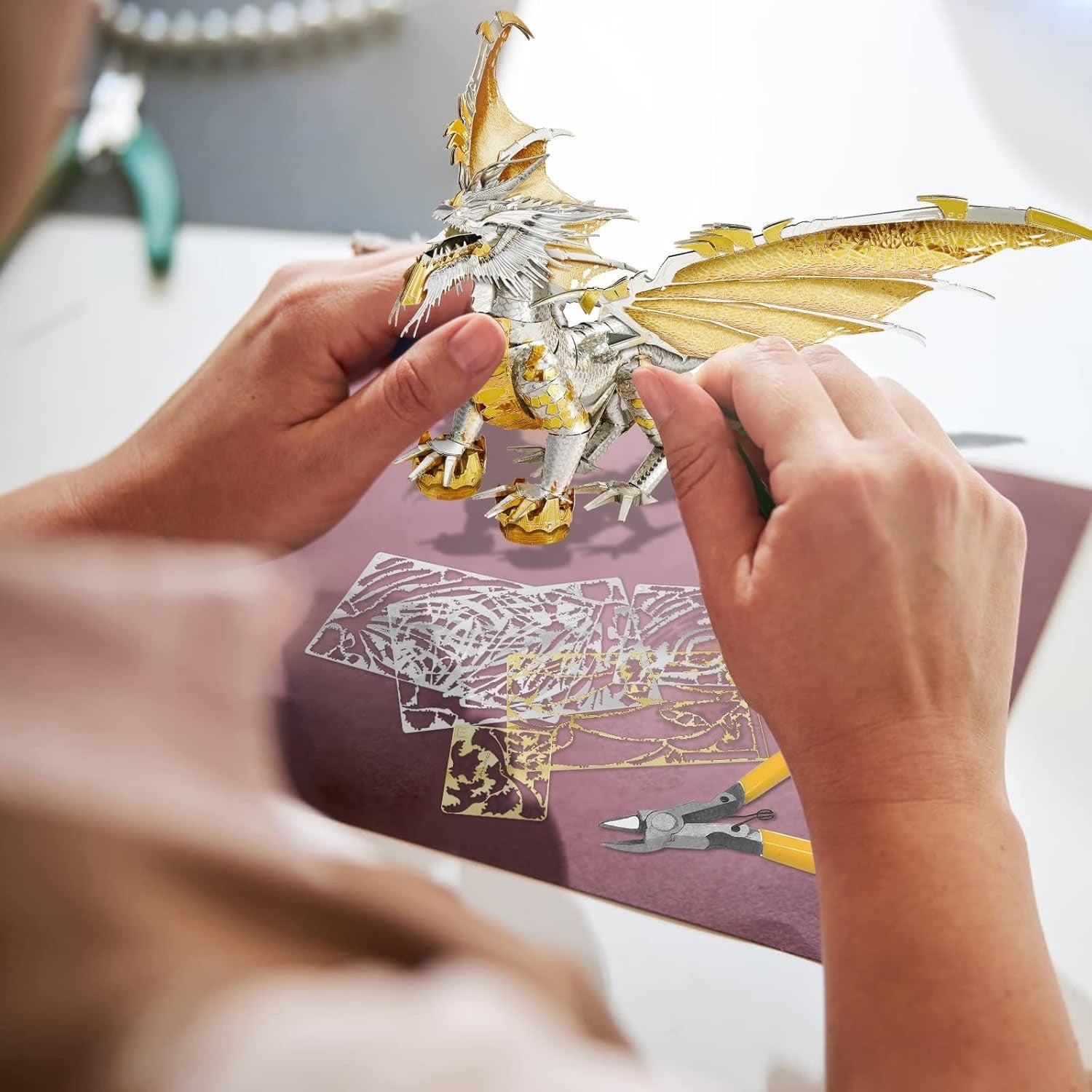 3D Metal Dragon Puzzle Model Kit for Adults - DIY Home Decor, 155 Pieces