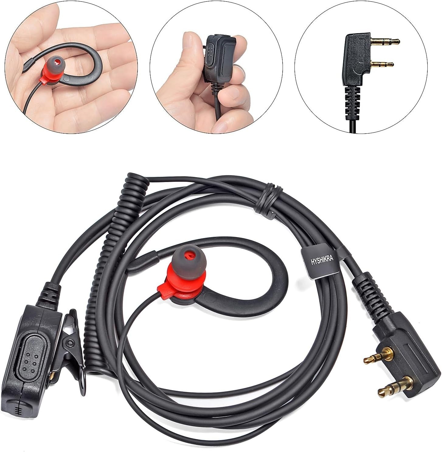 Dual Band Walkie Talkie VHF UHF NOAA Long Range Black Red G Earpiece