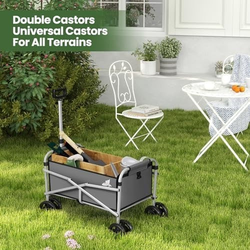 Folding Garden Trolley Wagon 80kg Heavy Duty Cart Camping Picnic Wheels