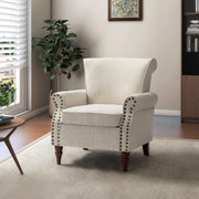 Wingback Accent Chair Comfy Upholstered Armchair Nailhead Lounge Sofa