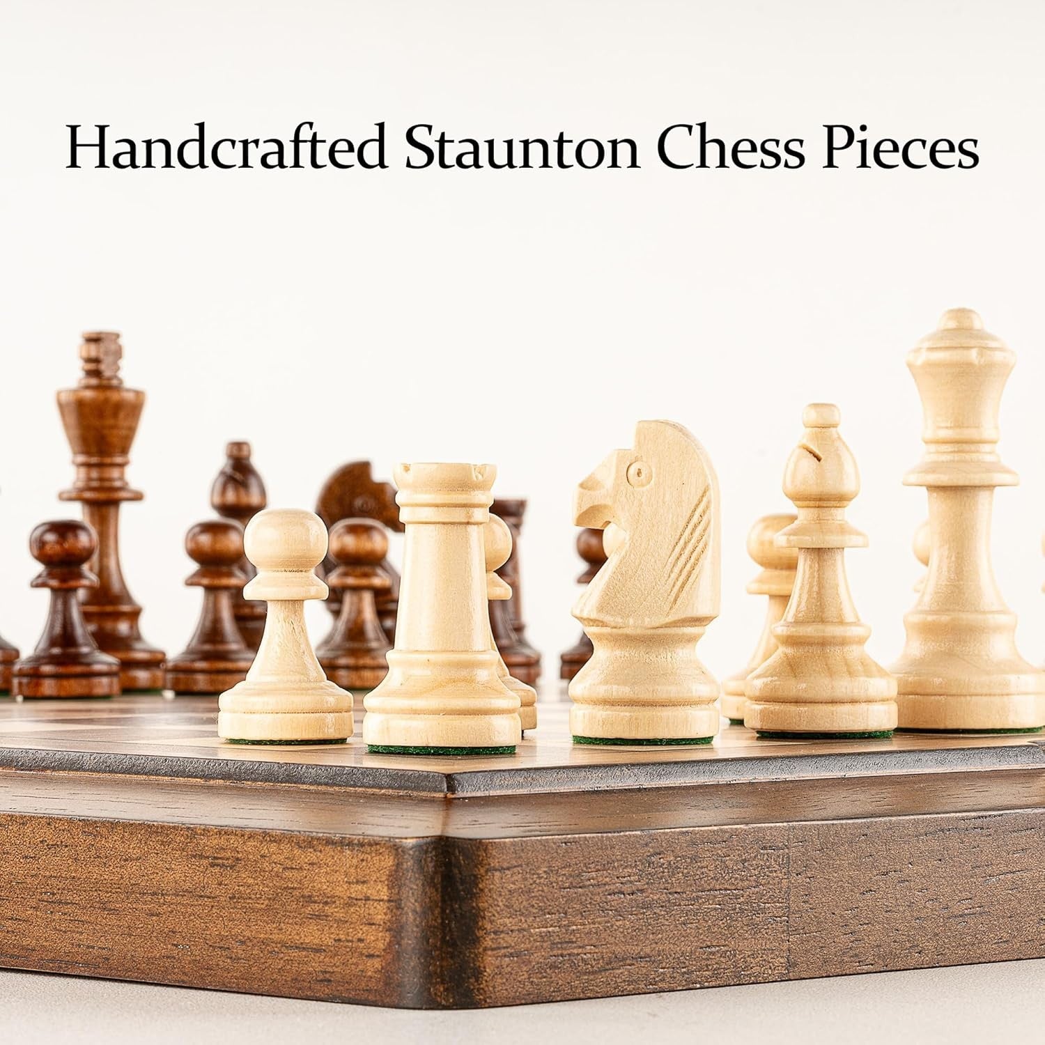 15.5" Deluxe 3-in-1 Wooden Chess Backgammon Checkers Folding Travel Set