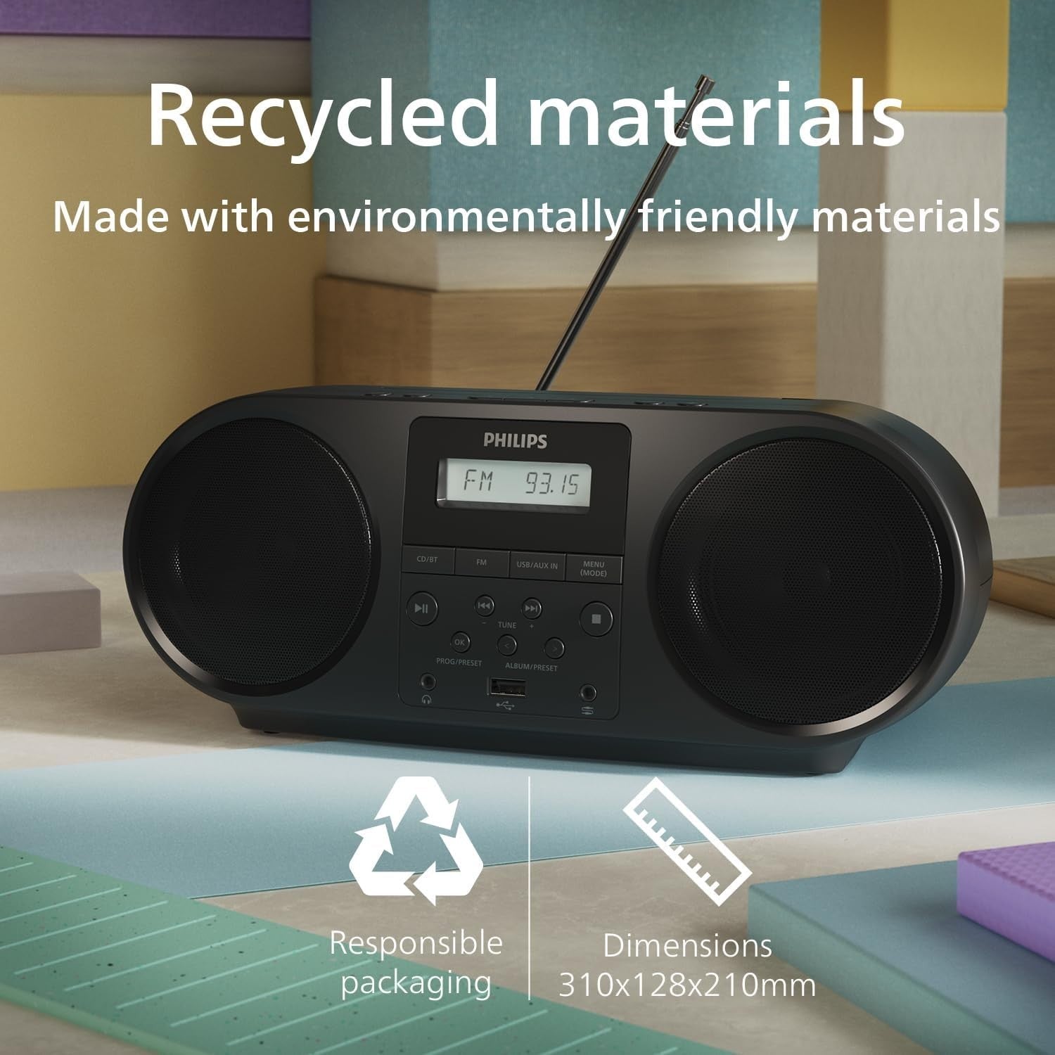 Portable CD Player Bluetooth 5.4 FM Radio USB Dynamic Bass Stereo