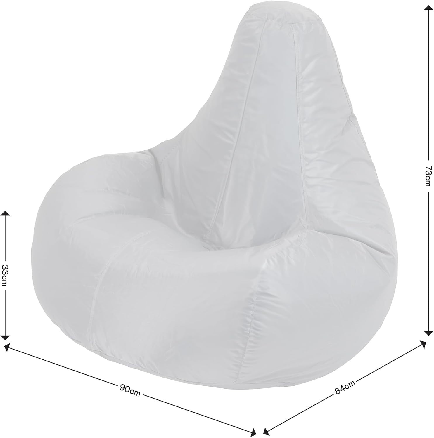 Grey Gaming Bean Bag Chair | Waterproof Recliner Seat Indoor Outdoor Use
