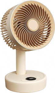 Portable Small Table Fan 5-Speed w LED Display Quiet USB Rechargeable Air White
