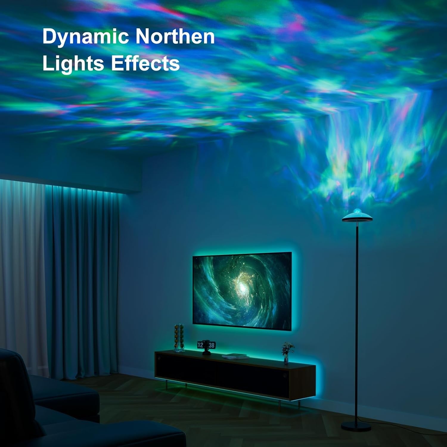 LED Uplighter Floor Lamp Aurora Projector Remote Touch Dimmable Mood Light