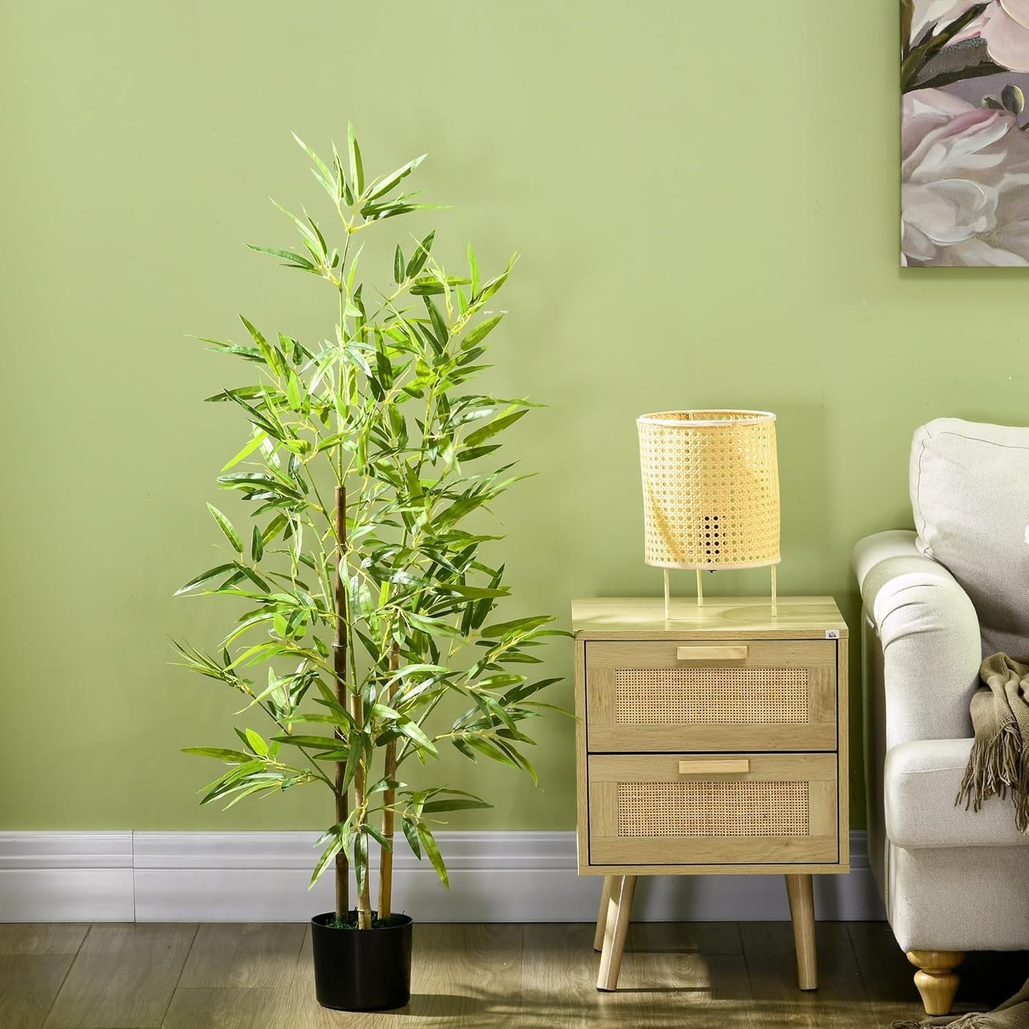 120cm Artificial Bamboo Tree in Weighted Pot Lifelike Indoor Home Garden Decor