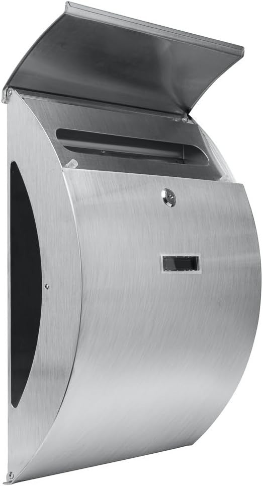 Large Rustproof Stainless Steel Mailbox w/ Lock, Keys, Wall Mount, Weatherproof