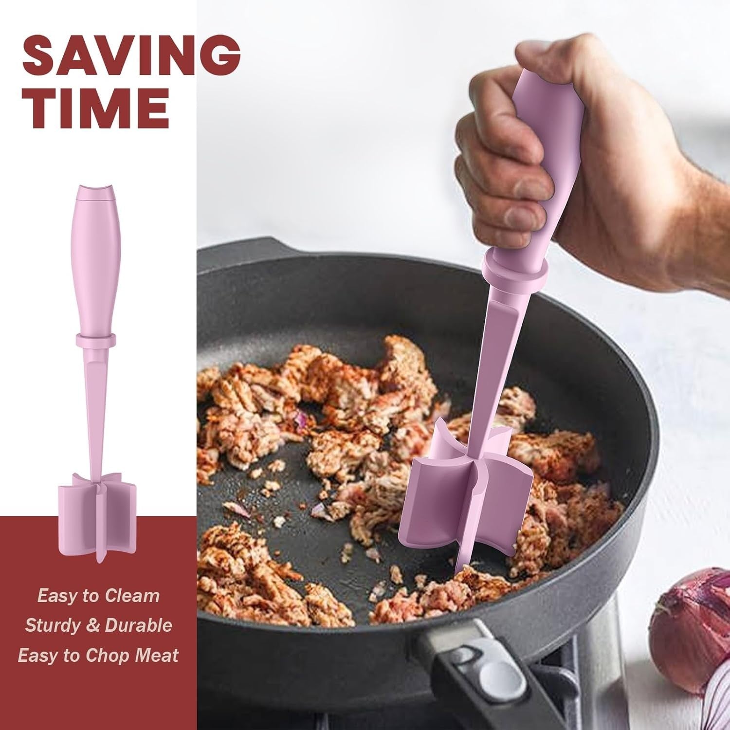 Hamburger Meat Chopper Ground Beef Masher Heat Resistant Pink