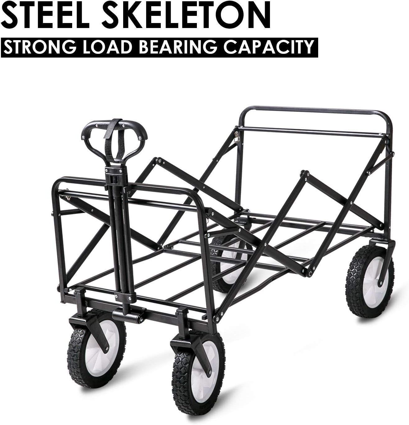 Red Heavy Duty 150kg Folding Camping Wagon Garden Festival Trolley Collapsible