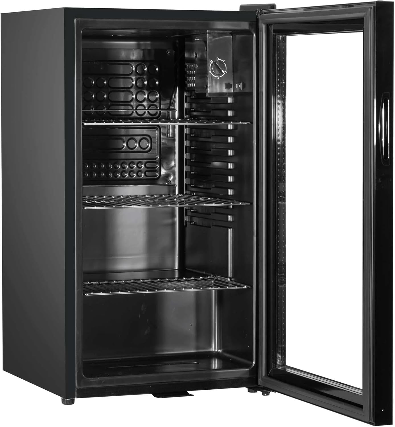 85L Under Counter Drinks Fridge Beer & Wine Cooler Glass Door LED Black