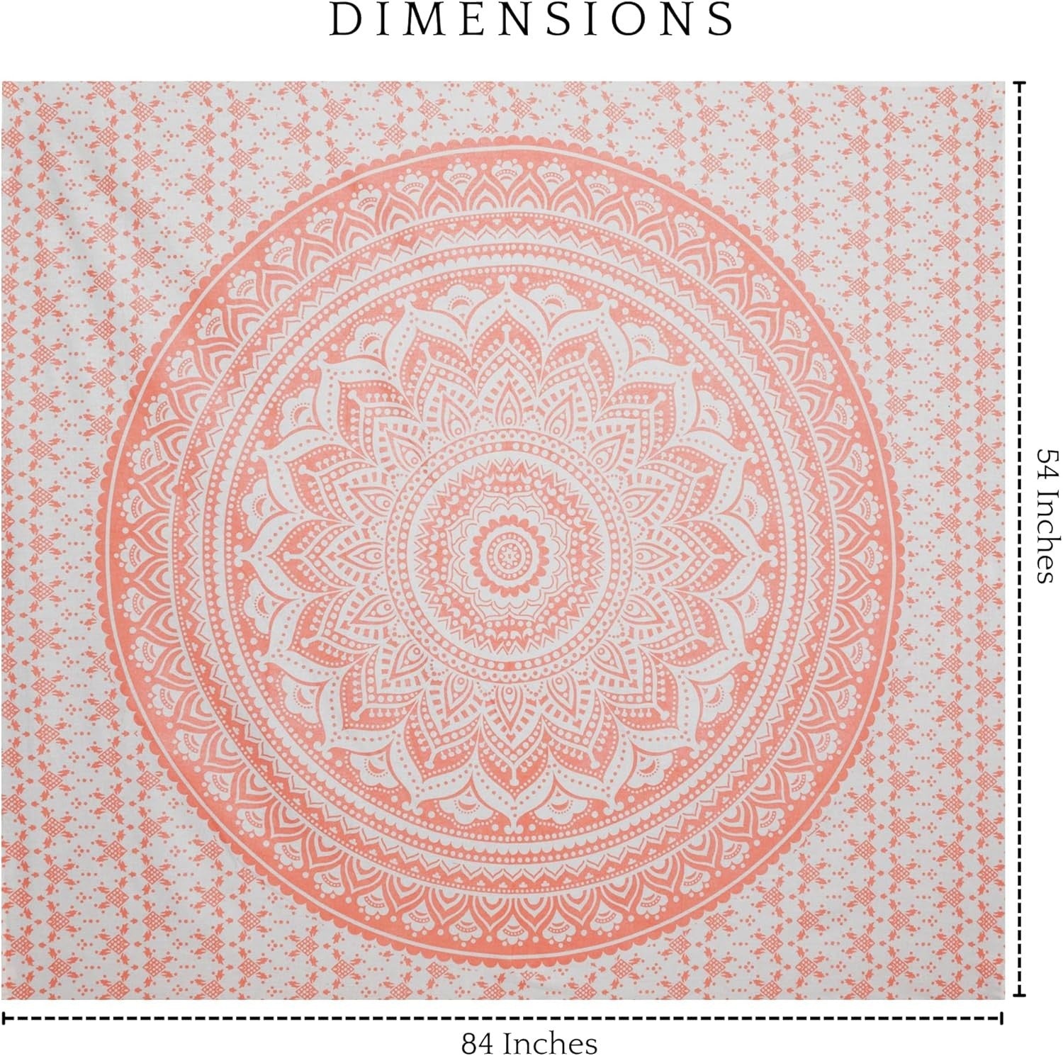 Rose Gold Mandala Tapestry 84x54in Boho Wall Hanging Cotton Decor