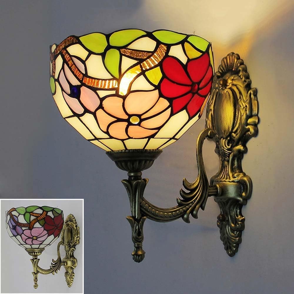 Stained Glass Wall Lamp Vintage Indoor Light Fixture – 28cm Art Deco