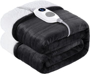 Electric Heated Blanket Double Size Sherpa Fleece 6 Heat Auto Off 150x200cm