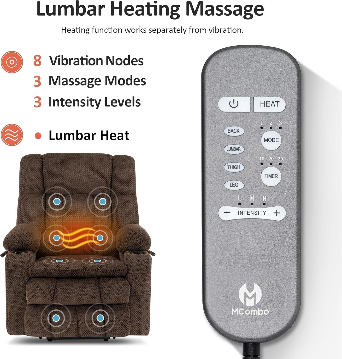 Dual Motor Lift Recliner Chair Heat Massage Elderly Riser USB Large Footrest