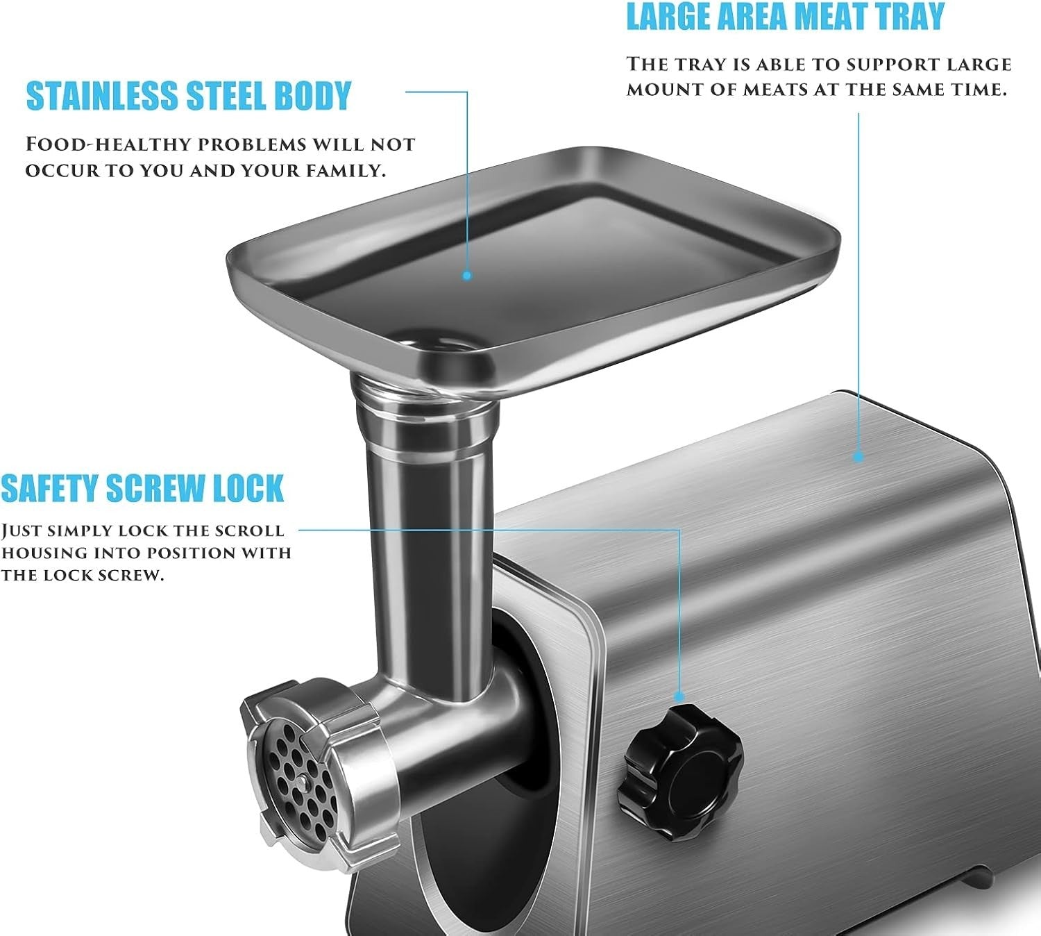 2800W Electric Meat Grinder Sausage Maker Mincer 3 Grinding Plates
