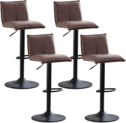 Pu Brown Faux Leather Bar Stool Set of 4 Adjustable Swivel Kitchen Chairs