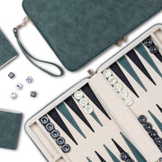 9.4 Inch Travel Backgammon Set Faux Folding Board Portable Game