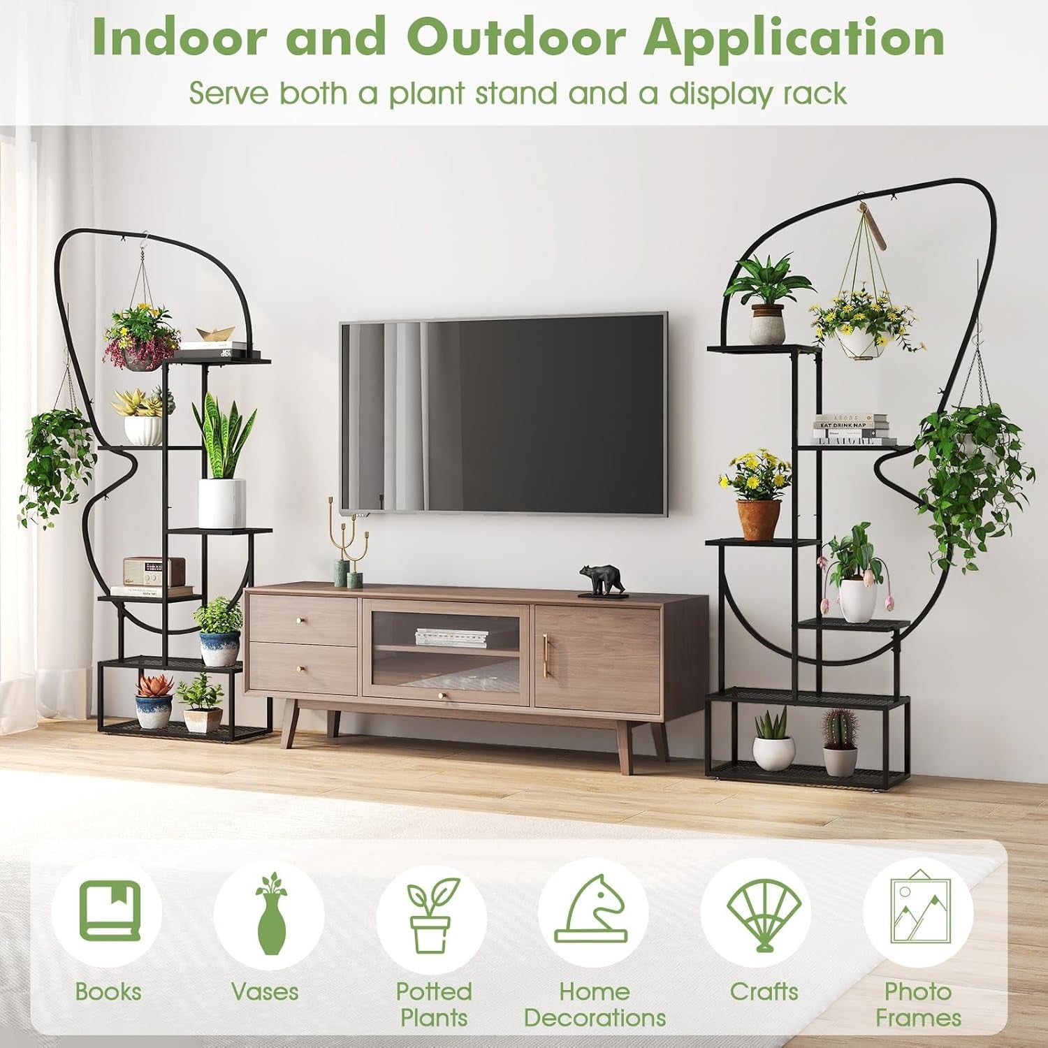 6 Tier Metal Plant Stand Butterfly Shape Indoor Outdoor Tall Flower Shelf Rack