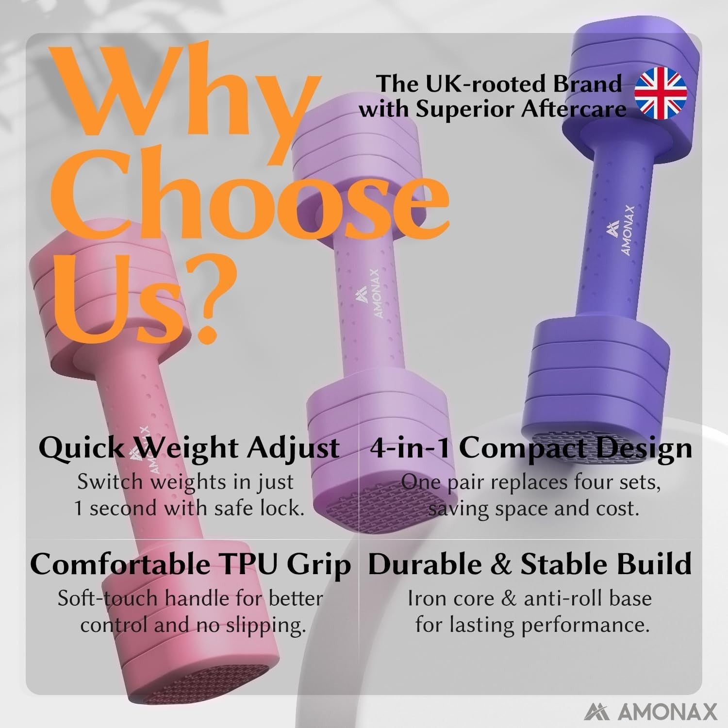Adjustable Dumbbell Pair 1–5KG 4-in-1 Quick Lock Home Gym Weights
