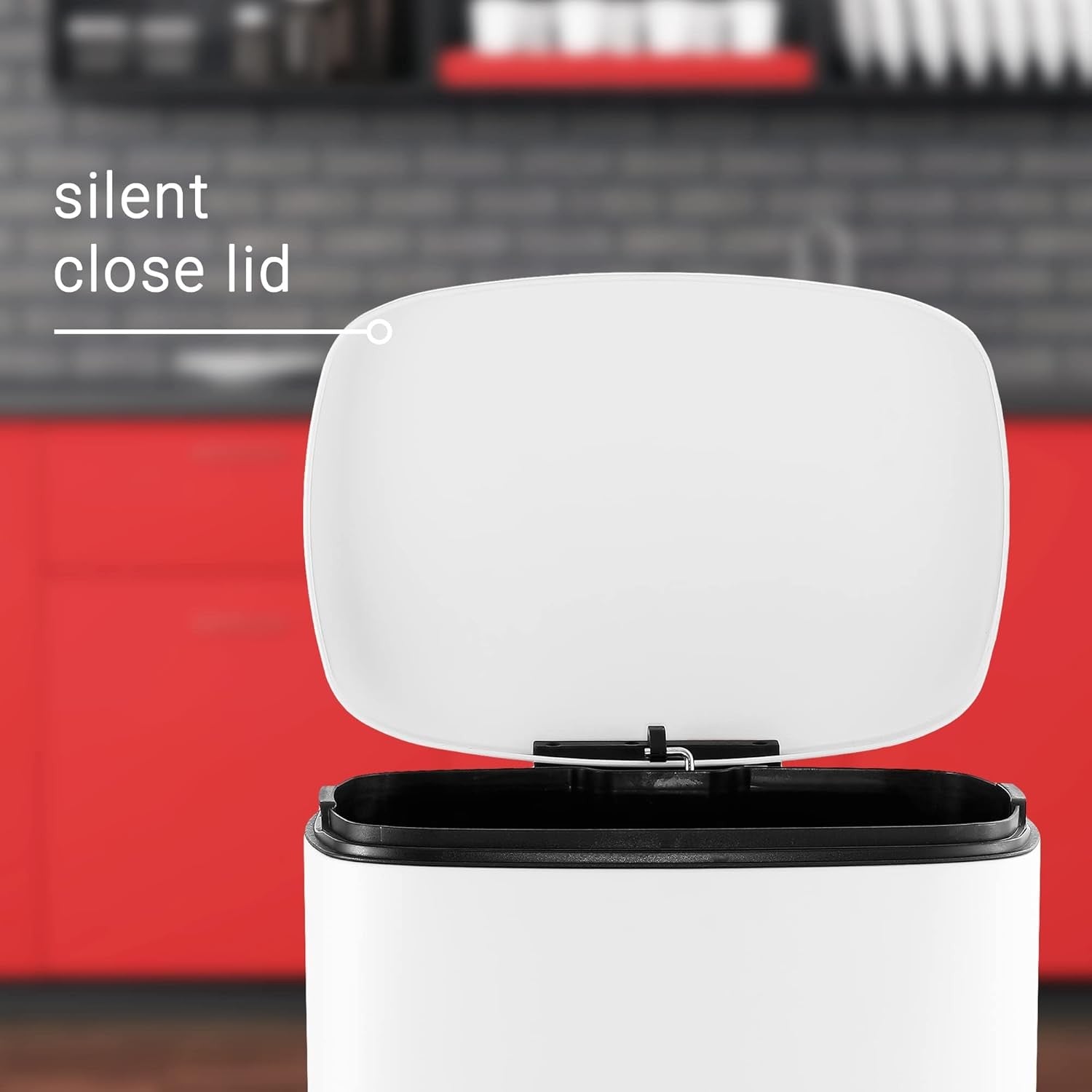 50L Rectangular Kitchen Bin Soft Close Lid White + Mini Bin