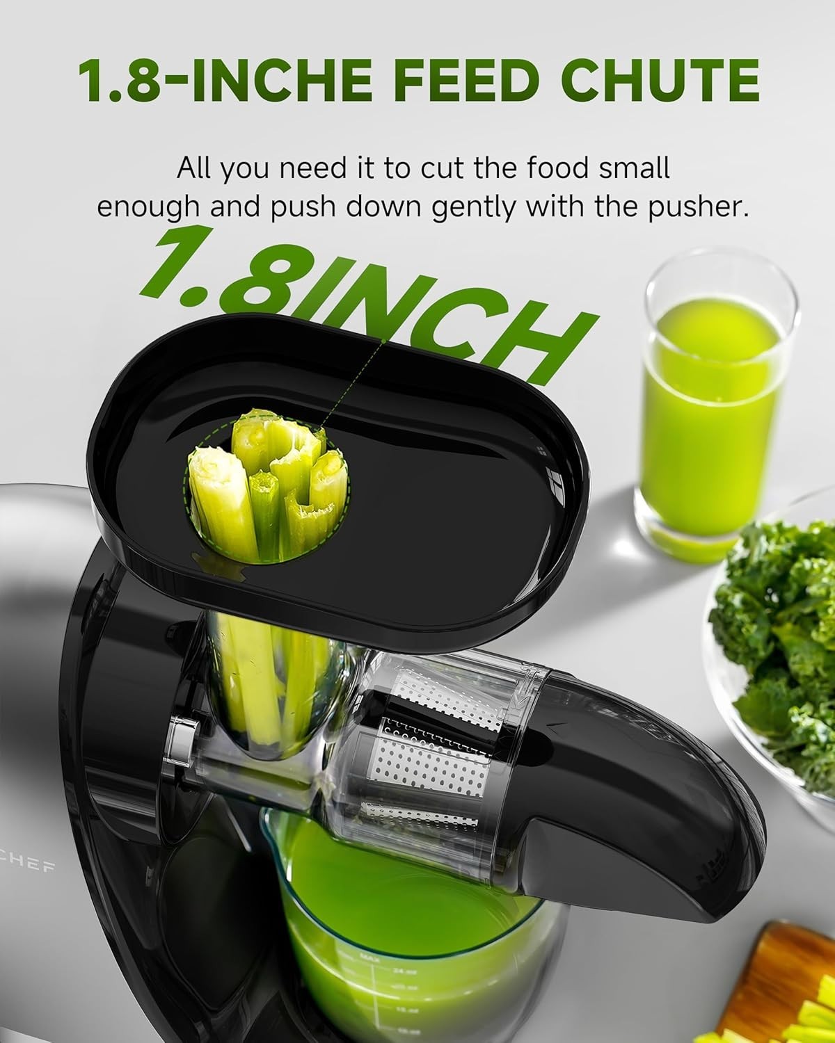 Cold Press Slow Juicer Masticating Whole Fruit High Yield BPA Free Grey